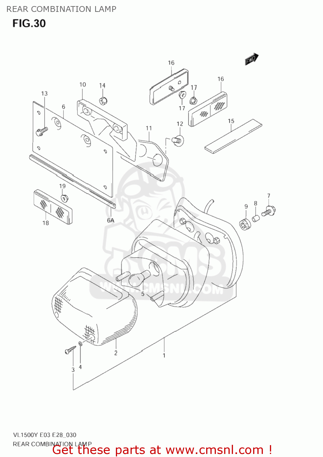 REAR COMBINATION LAMP VL1500B INTRUDER 2002 (K2) USA (E03)