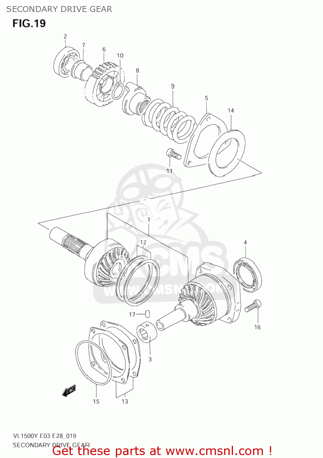 SECONDARY DRIVE GEAR VL1500B INTRUDER 2002 (K2) USA (E03)