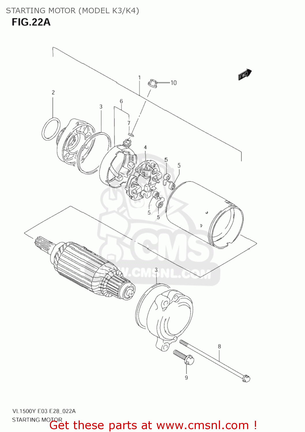 STARTING MOTOR (MODEL K3/K4) VL1500B INTRUDER 2002 (K2) USA (E03)