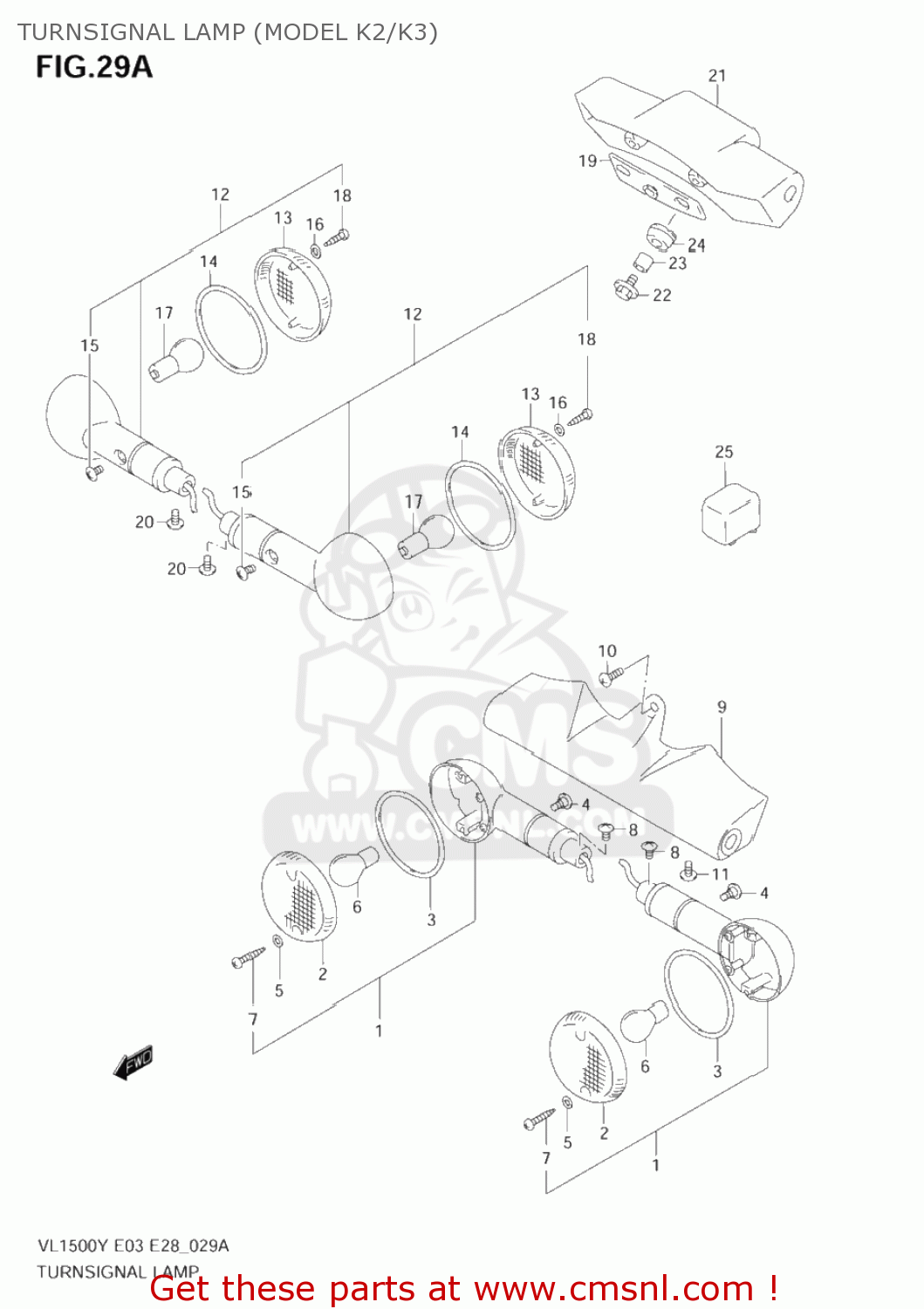 TURNSIGNAL LAMP (MODEL K2/K3) VL1500B INTRUDER 2002 (K2) USA (E03)