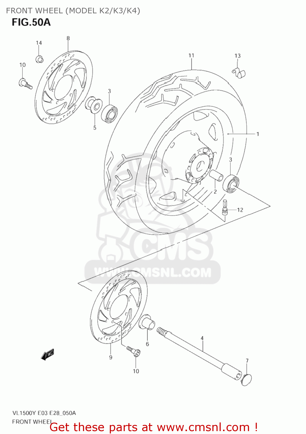 FRONT WHEEL (MODEL K2/K3/K4) VL1500B INTRUDER 2003 (K3) USA (E03)