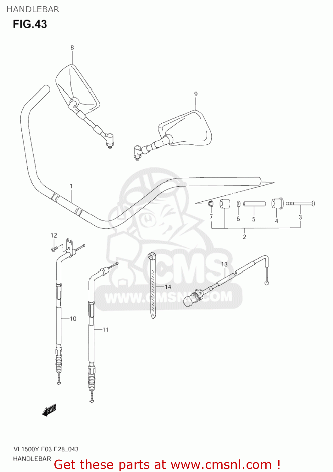 HANDLEBAR VL1500B INTRUDER 2003 (K3) USA (E03)