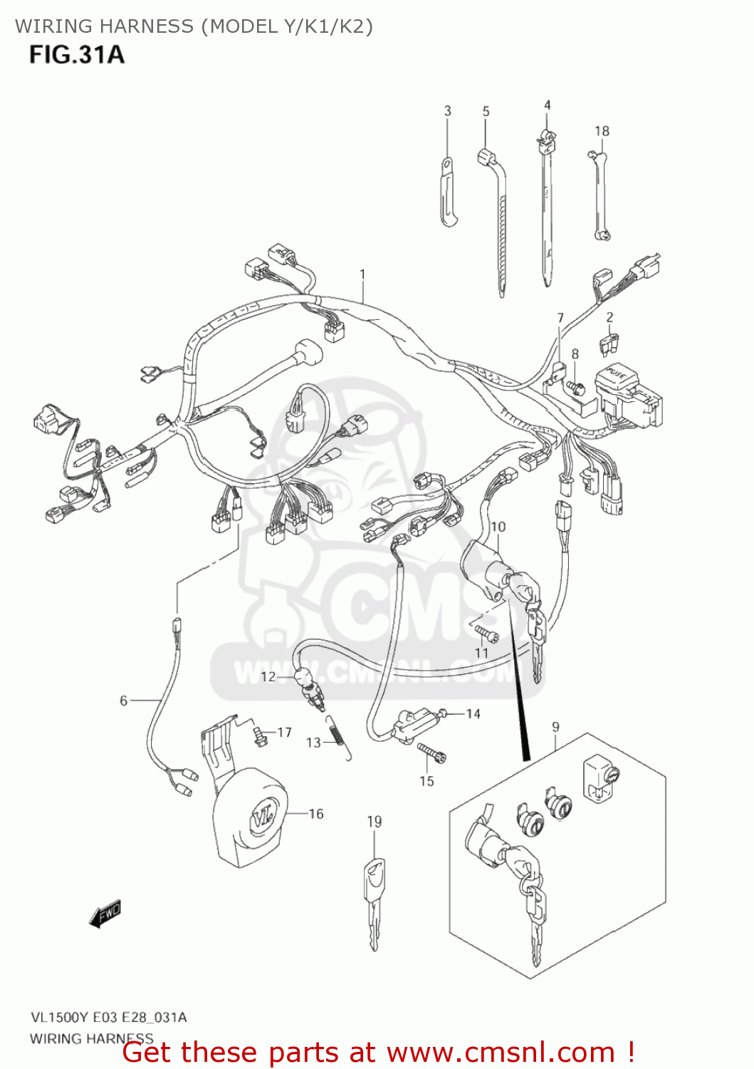 WIRING HARNESS (MODEL Y/K1/K2) VL1500B INTRUDER 2004 (K4) USA (E03)