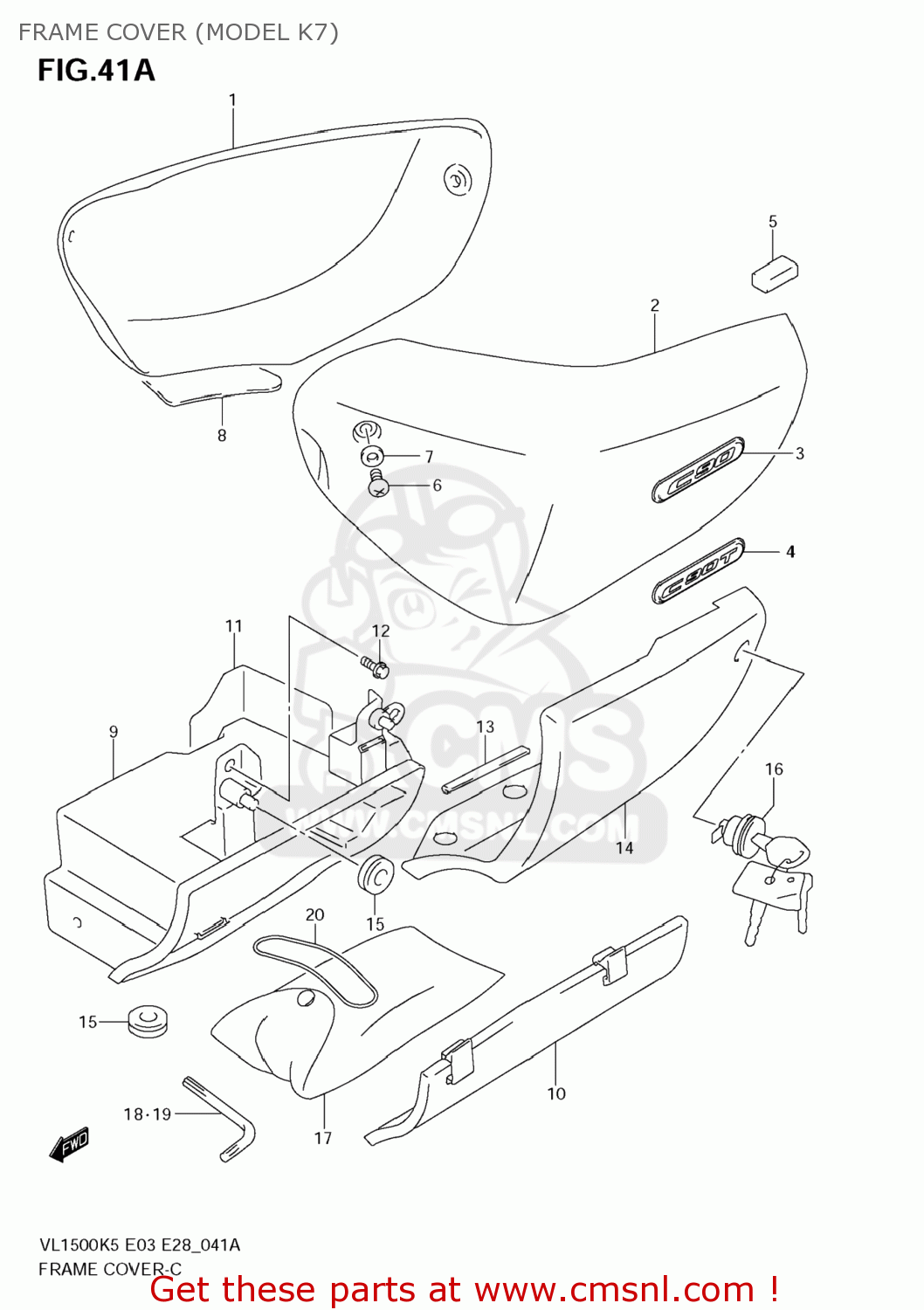 FRAME COVER (MODEL K7) VL1500T BOULEVARD C90 2005 (K5) USA (E03)