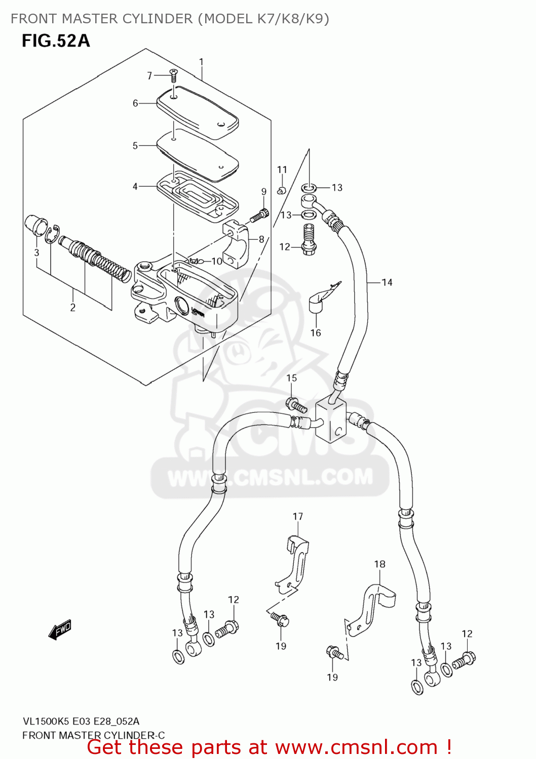 FRONT MASTER CYLINDER (MODEL K7/K8/K9) VL1500T BOULEVARD C90 2005 (K5) USA (E03)
