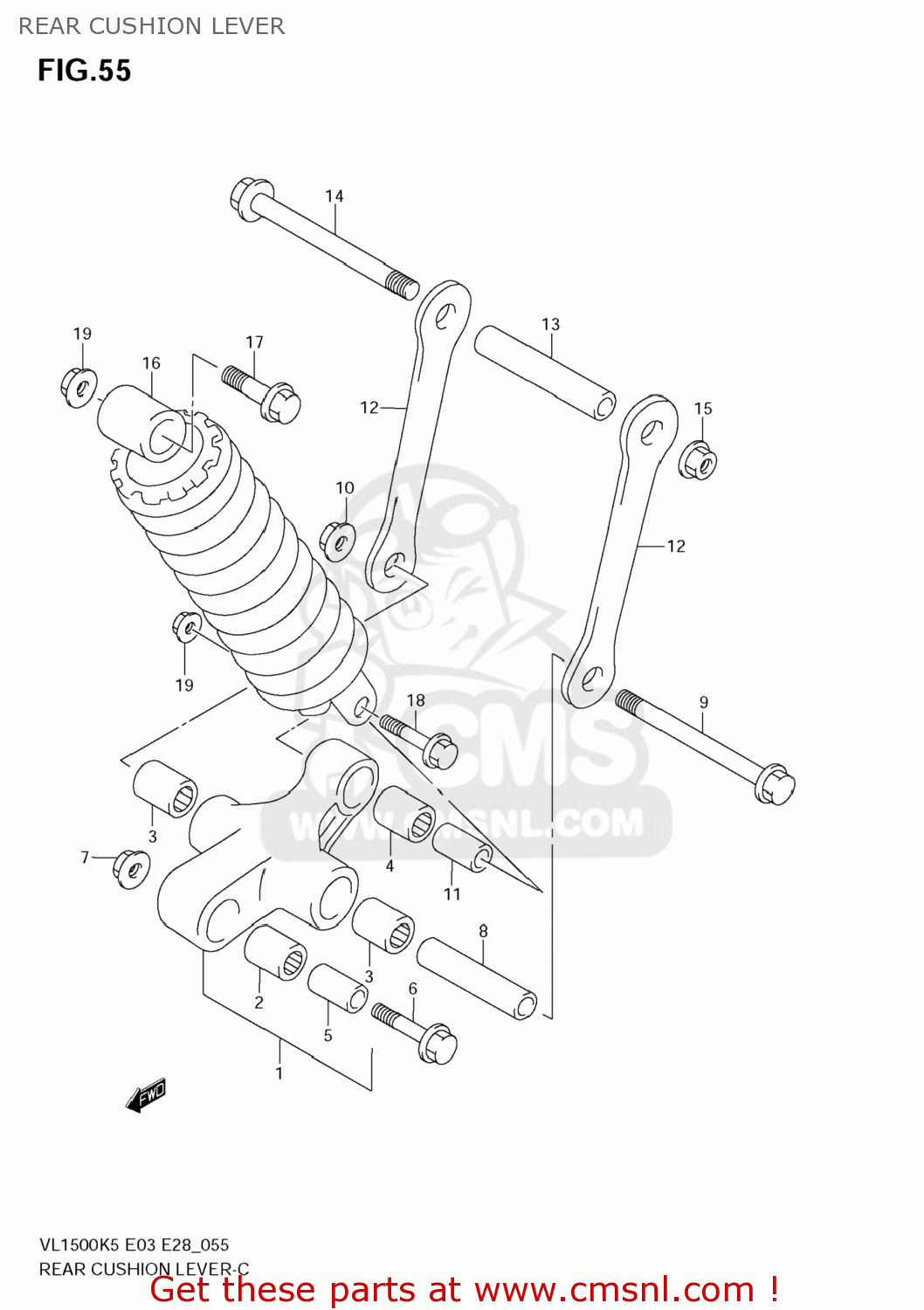 REAR CUSHION LEVER VL1500T BOULEVARD C90 2005 (K5) USA (E03)