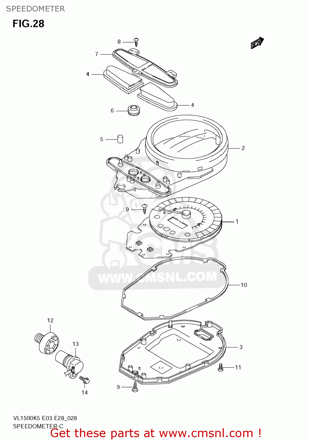 SPEEDOMETER VL1500T BOULEVARD C90 2005 (K5) USA (E03)