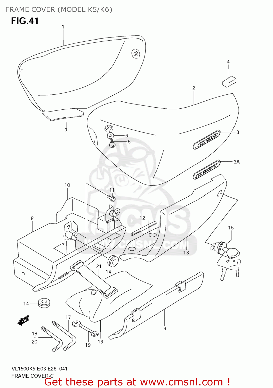 FRAME COVER (MODEL K5/K6) VL1500T BOULEVARD C90 2006 (K6) USA (E03)