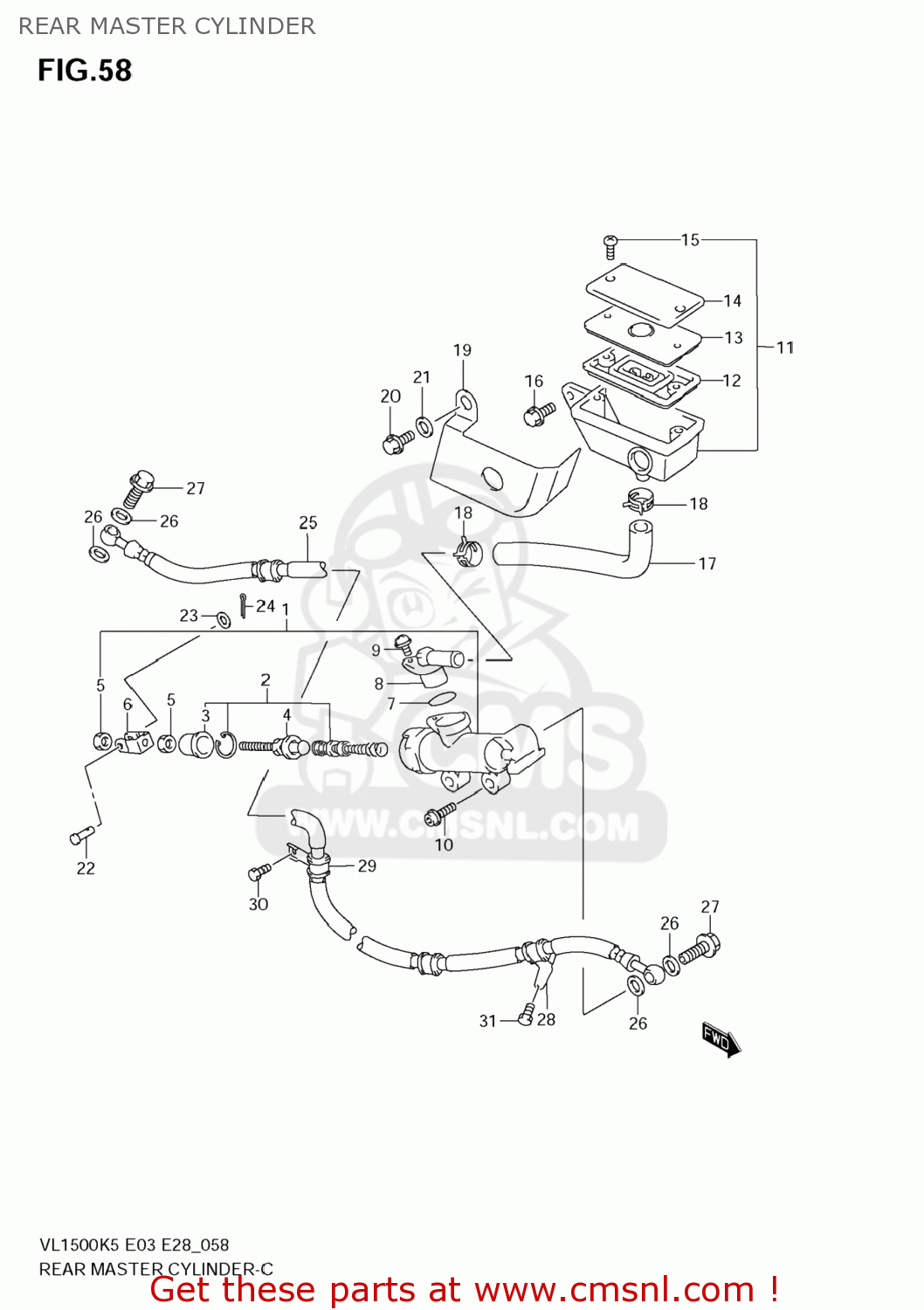 REAR MASTER CYLINDER VL1500T BOULEVARD C90 2006 (K6) USA (E03)