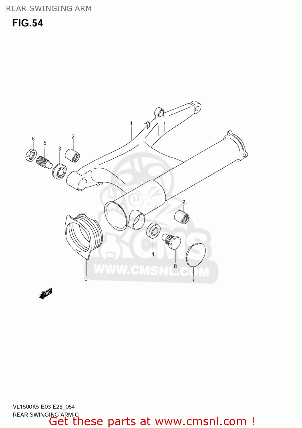 REAR SWINGING ARM VL1500T BOULEVARD C90 2006 (K6) USA (E03)