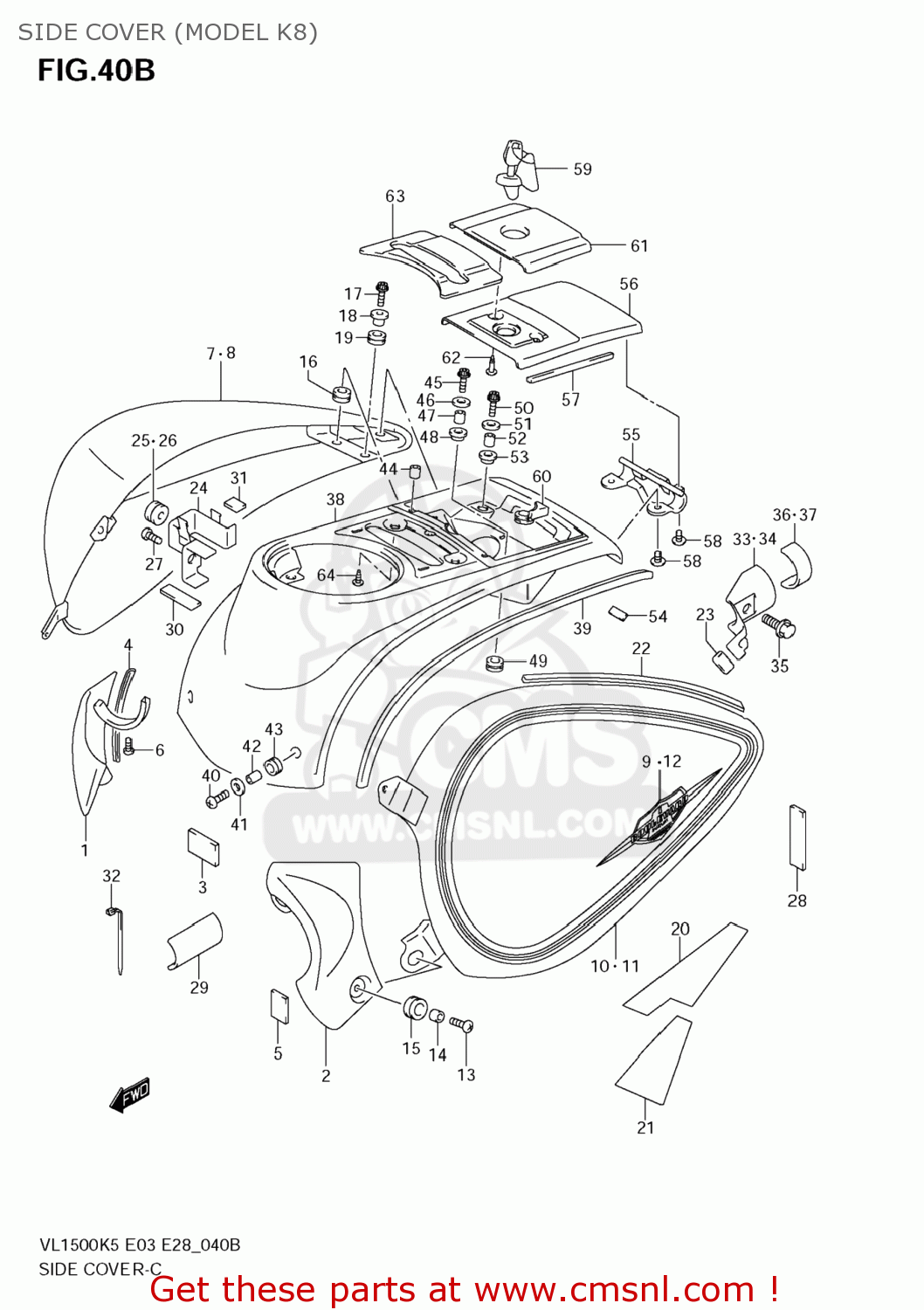 SIDE COVER (MODEL K8) VL1500T BOULEVARD C90 2006 (K6) USA (E03)