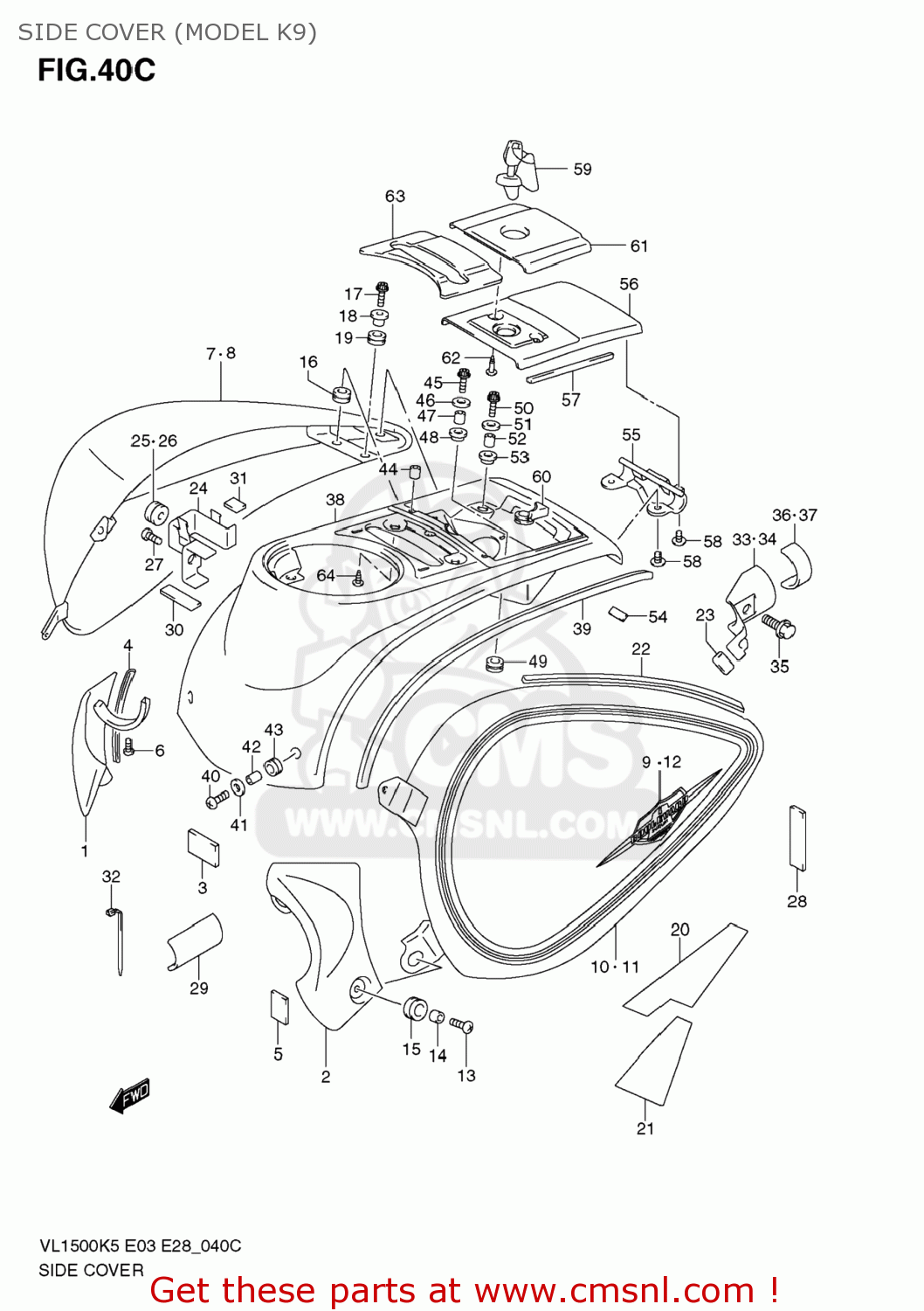 SIDE COVER (MODEL K9) VL1500T BOULEVARD C90 2006 (K6) USA (E03)