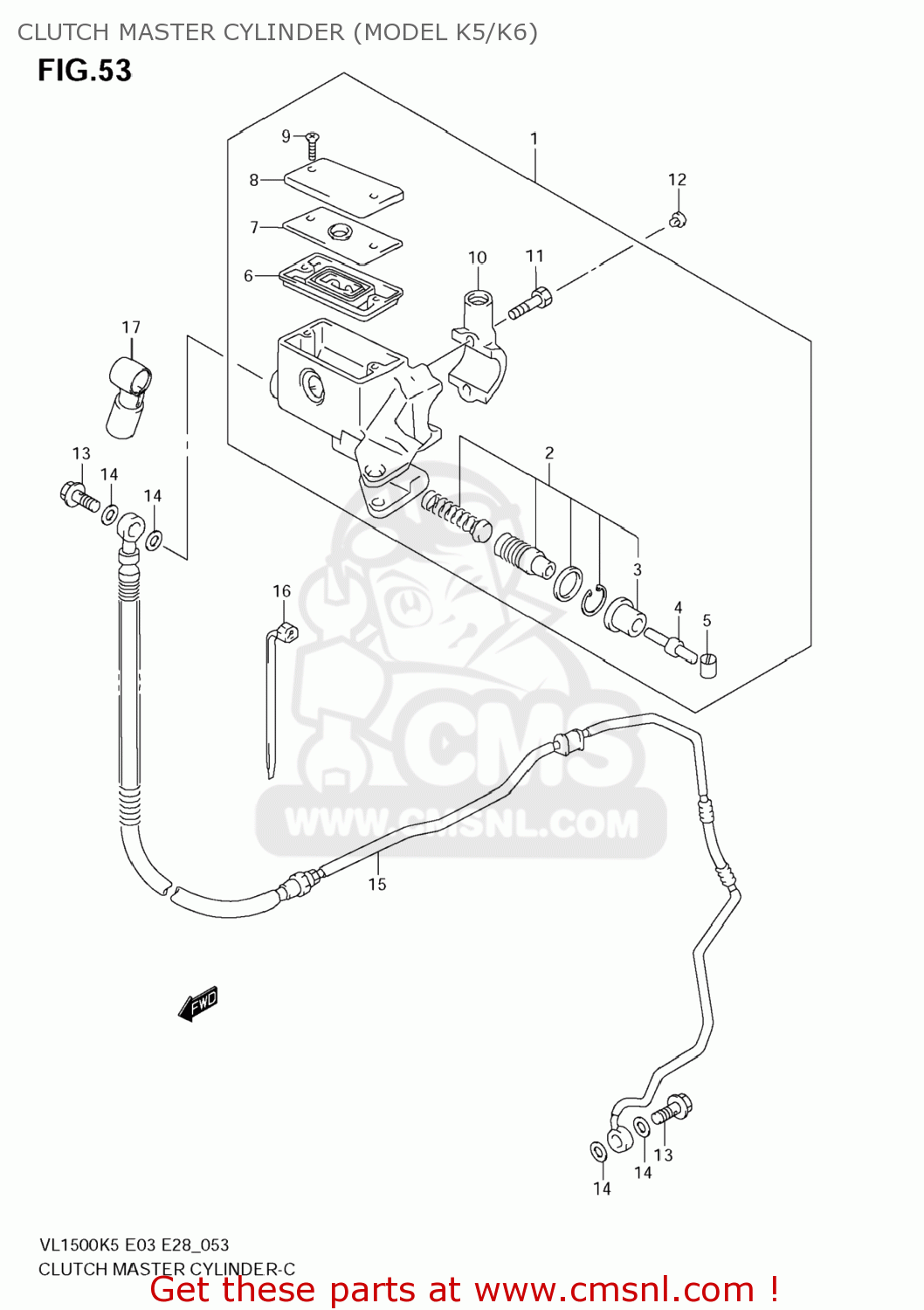 CLUTCH MASTER CYLINDER (MODEL K5/K6) VL1500T BOULEVARD C90 2007 (K7) USA (E03)