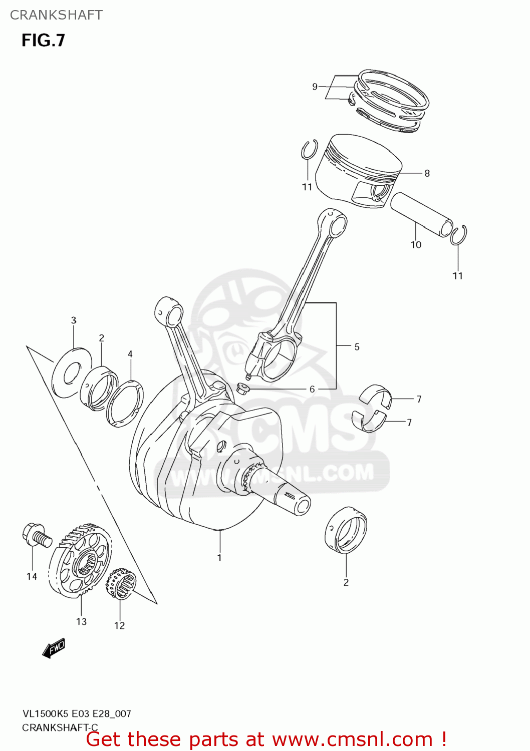 CRANKSHAFT VL1500T BOULEVARD C90 2007 (K7) USA (E03)
