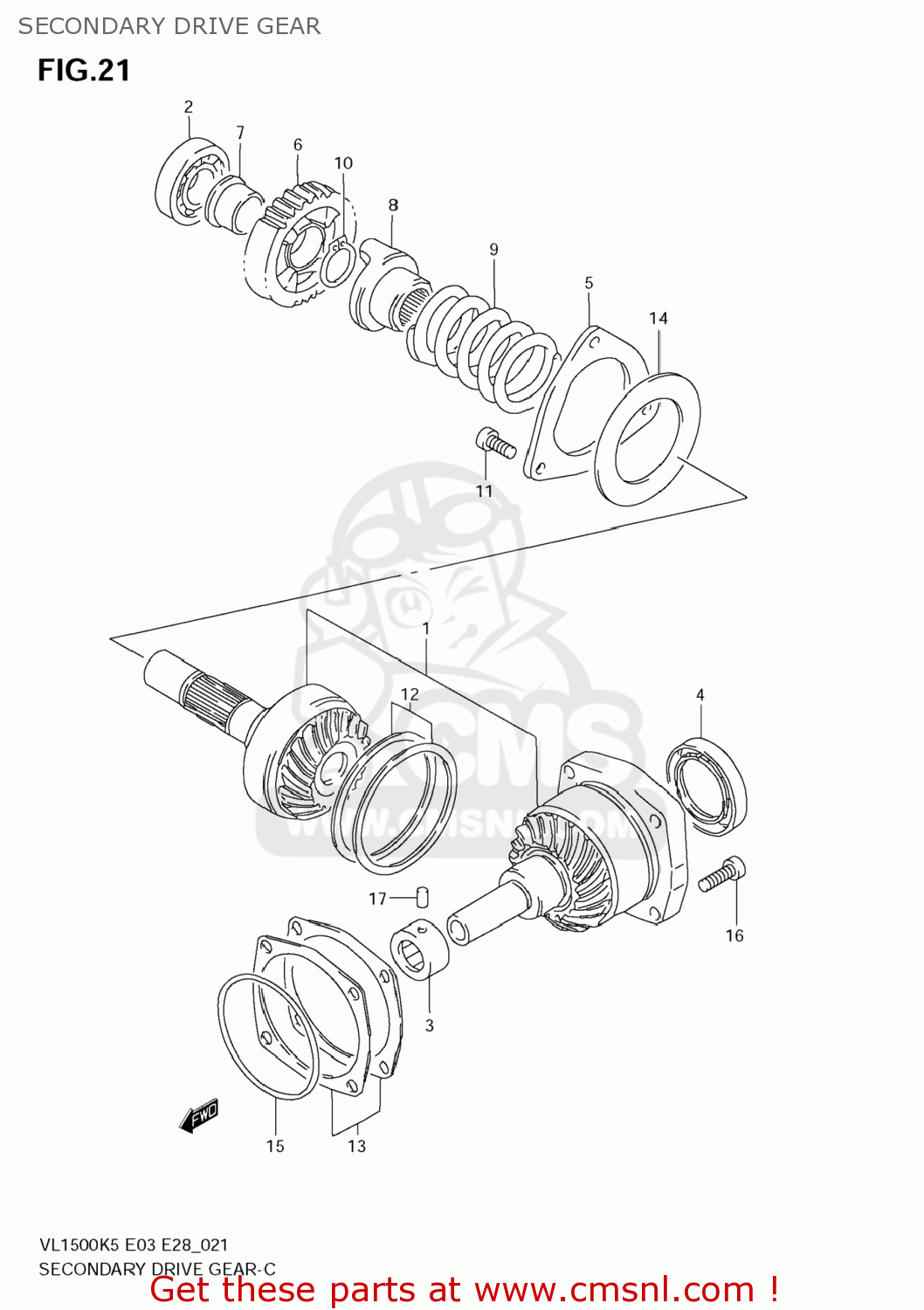 SECONDARY DRIVE GEAR VL1500T BOULEVARD C90 2007 (K7) USA (E03)