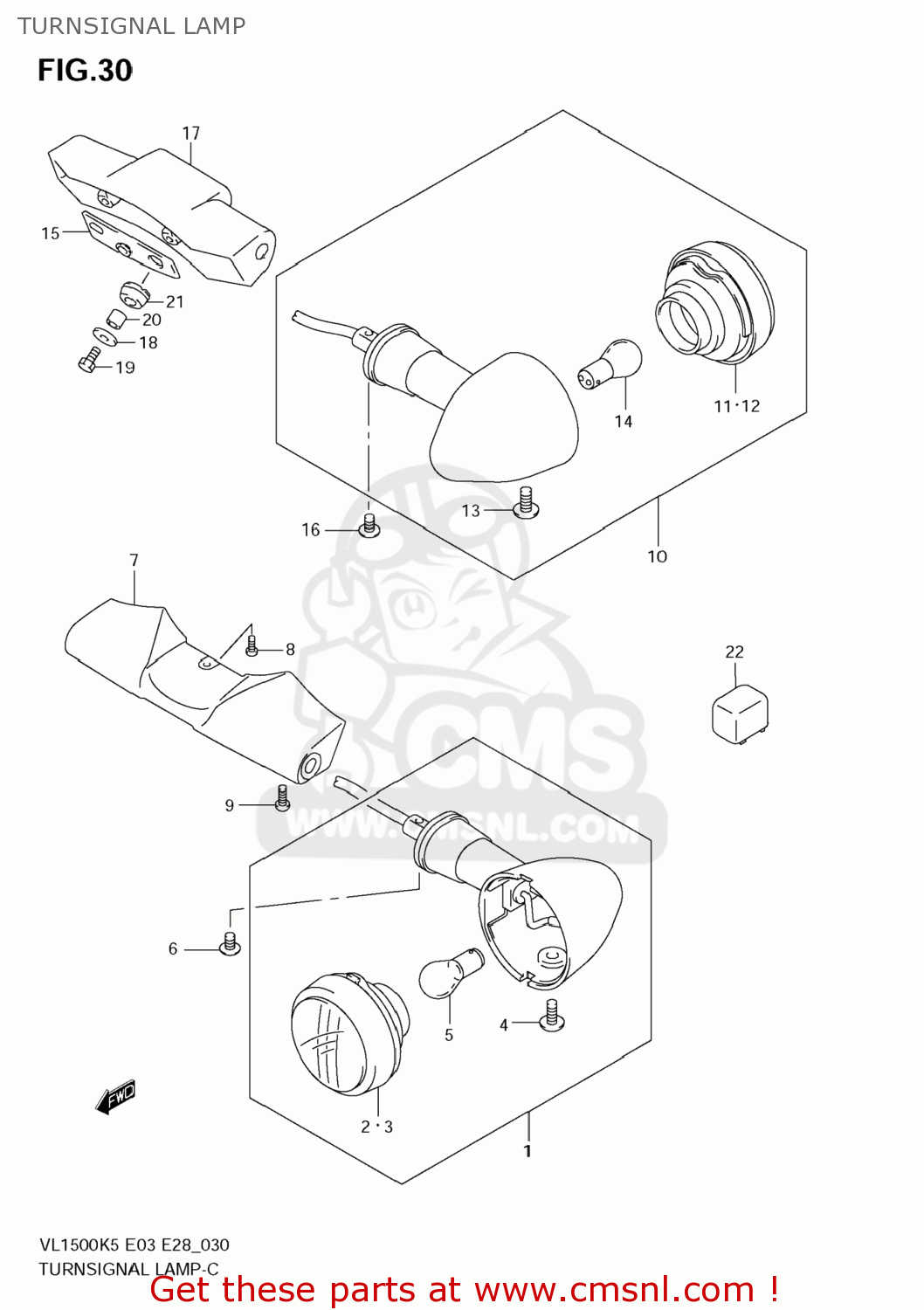 TURNSIGNAL LAMP VL1500T BOULEVARD C90 2007 (K7) USA (E03)