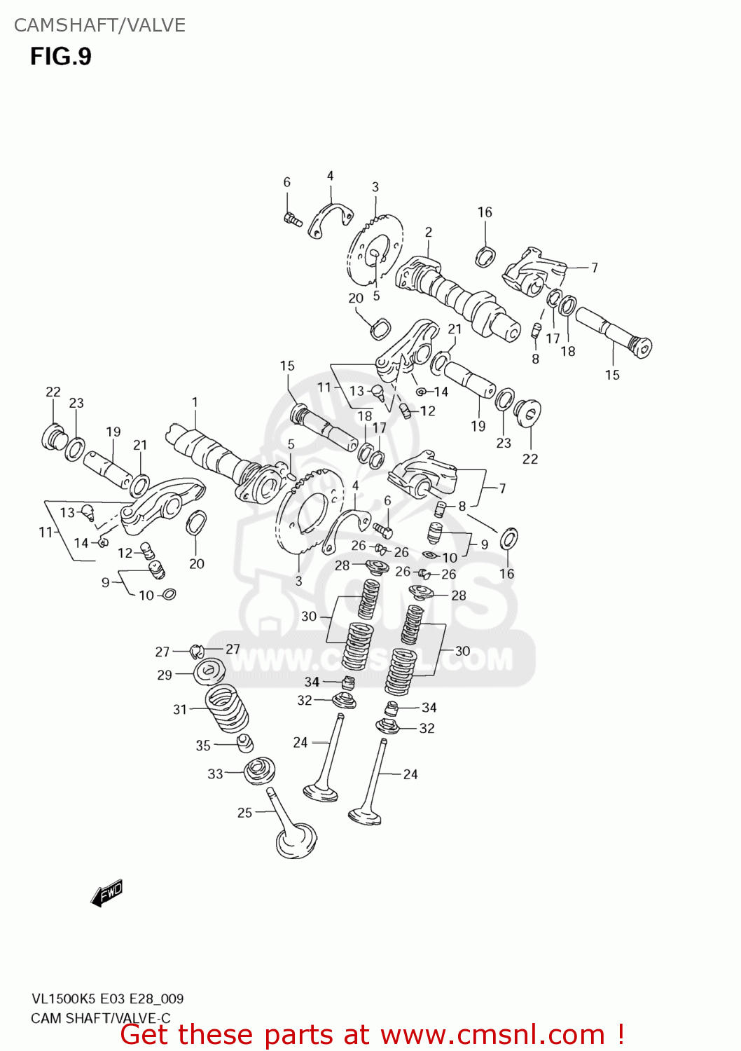 CAMSHAFT/VALVE VL1500T BOULEVARD C90 2008 (K8) USA (E03)