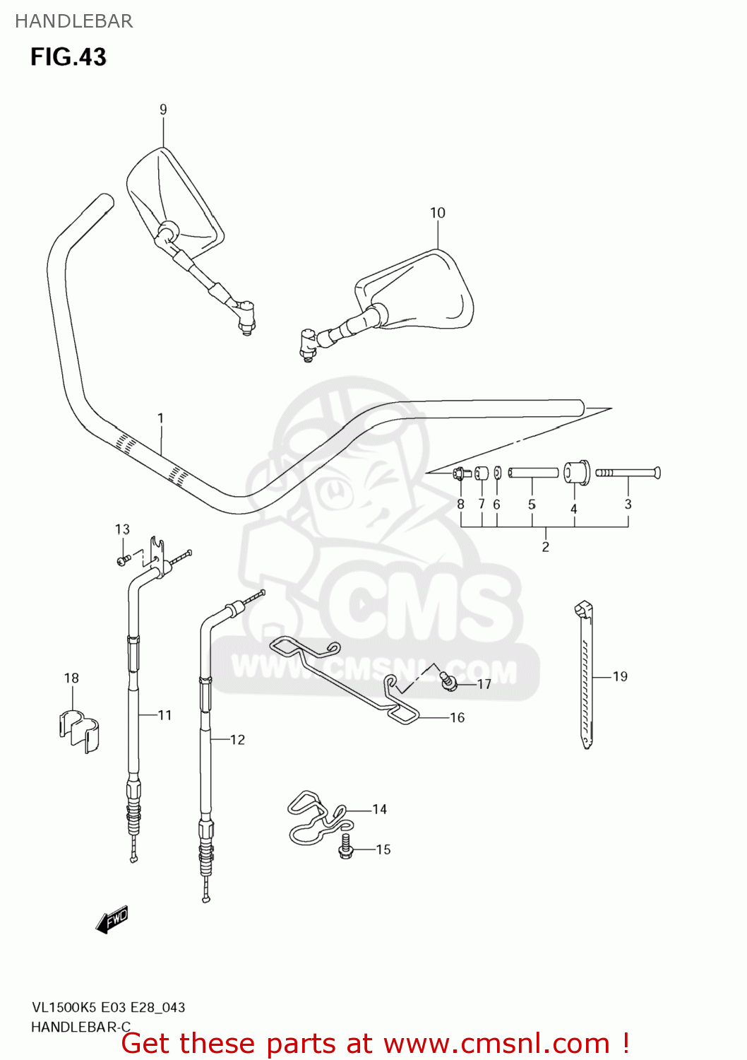 HANDLEBAR VL1500T BOULEVARD C90 2008 (K8) USA (E03)