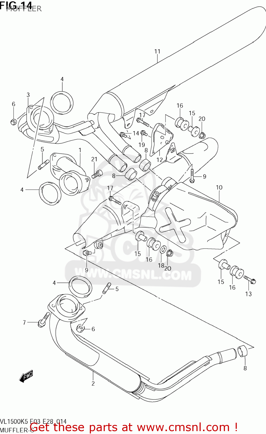 MUFFLER VL1500T BOULEVARD C90 2008 (K8) USA (E03)