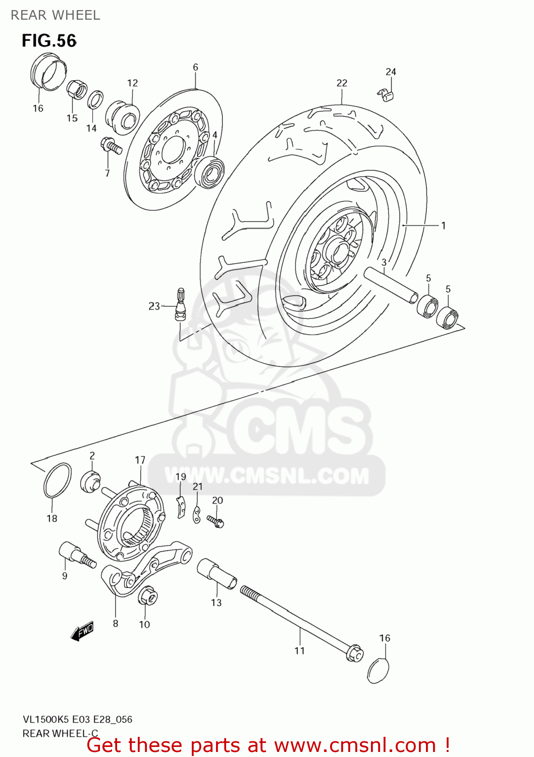REAR WHEEL VL1500T BOULEVARD C90 2008 (K8) USA (E03)
