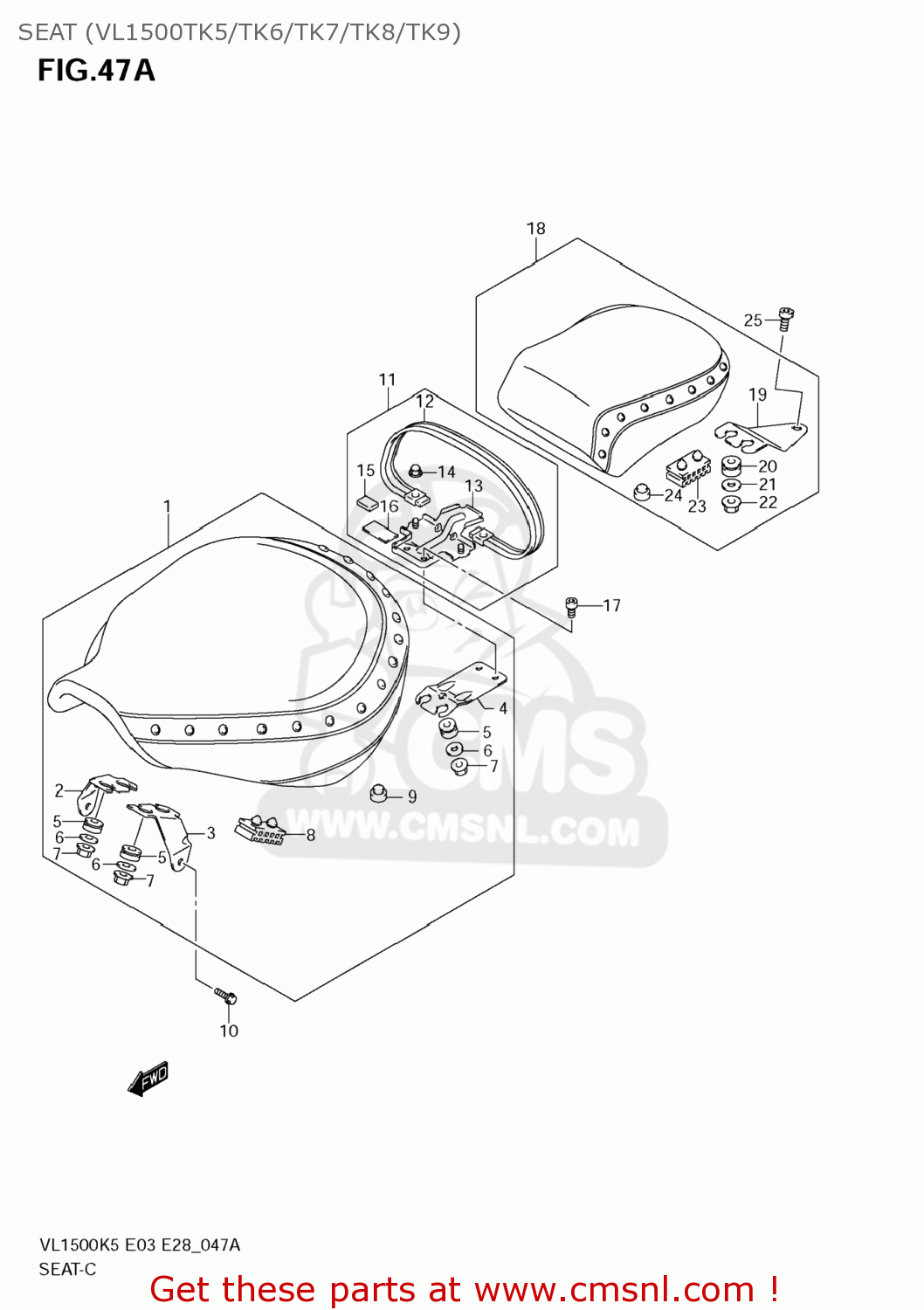 SEAT (VL1500TK5/TK6/TK7/TK8/TK9) VL1500T BOULEVARD C90 2008 (K8) USA (E03)