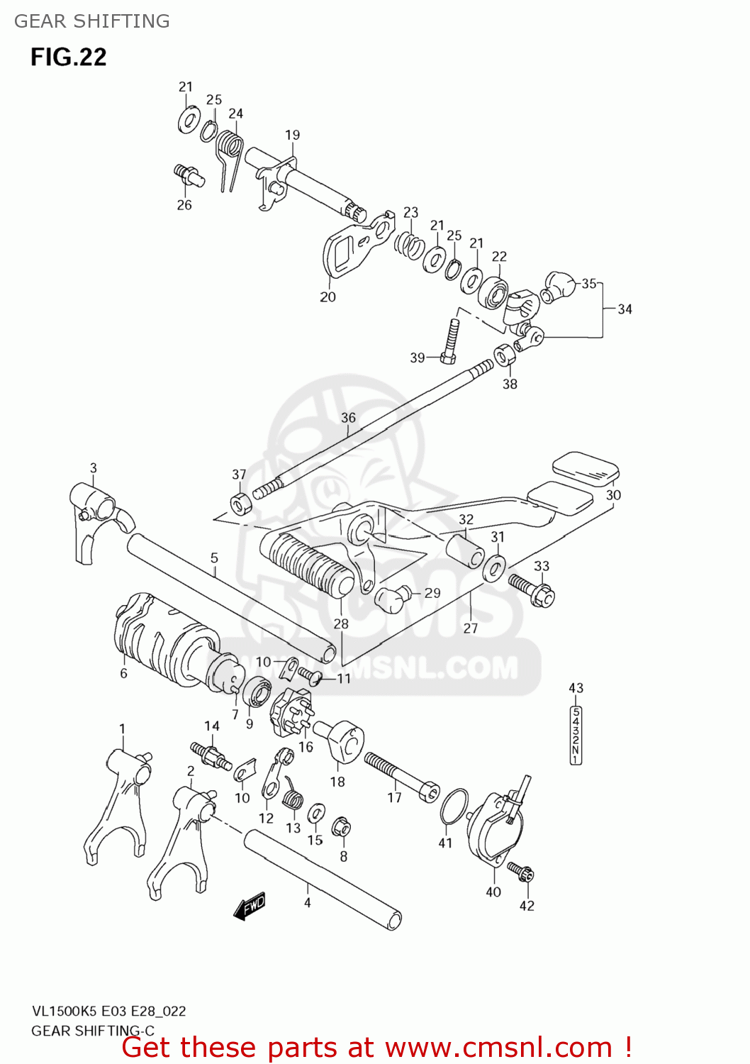 GEAR SHIFTING VL1500T BOULEVARD C90 2009 (K9) USA (E03)