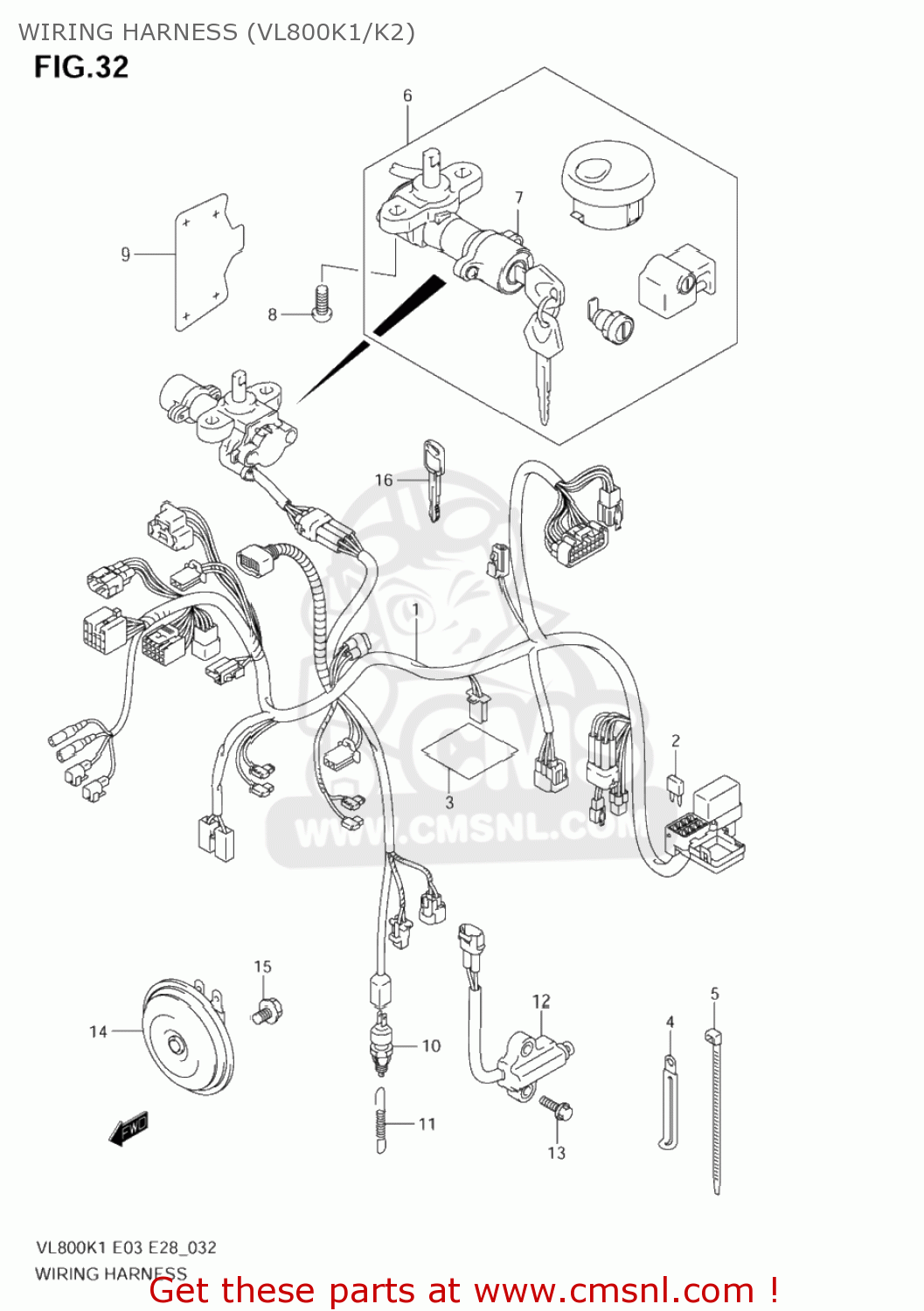 Suzuki VL800 BOULEVARD C50 2005 (K5) CALIFORNIA (E33) WIRING HARNESS ...