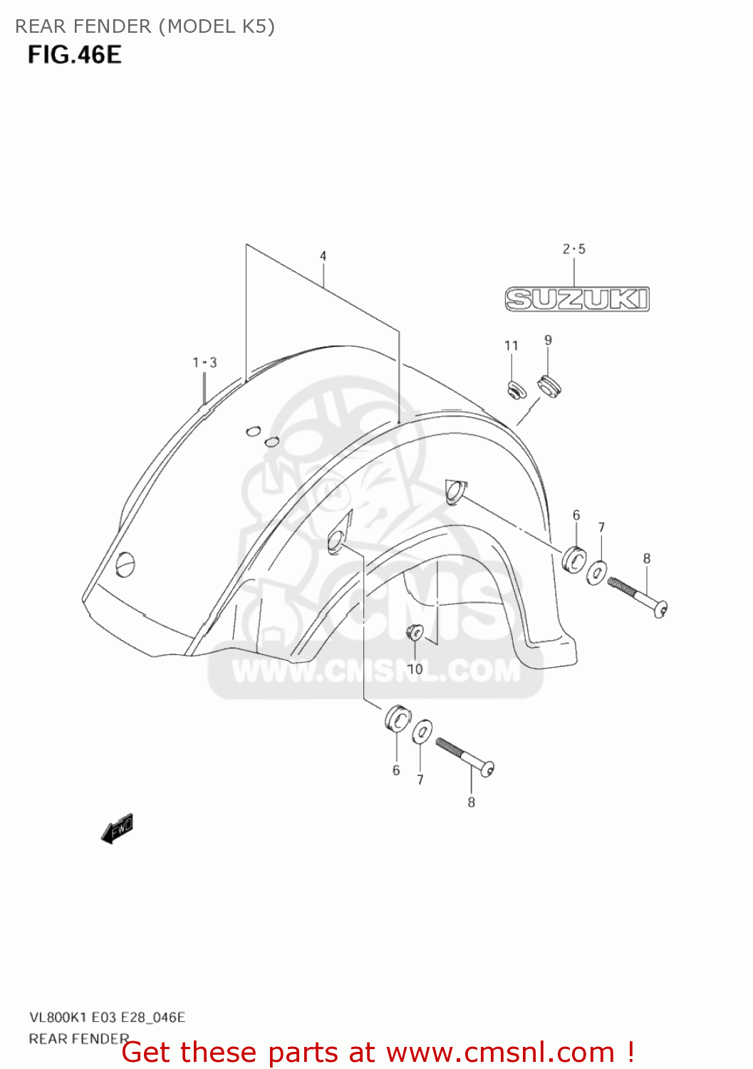 REAR FENDER (MODEL K5) VL800 BOULEVARD C50 2005 (K5) CALIFORNIA (E33)