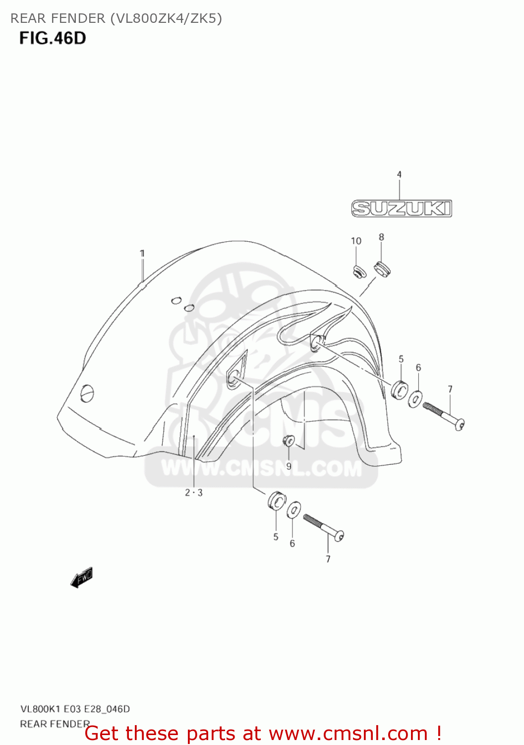 REAR FENDER (VL800ZK4/ZK5) VL800 BOULEVARD C50 2005 (K5) CALIFORNIA (E33)