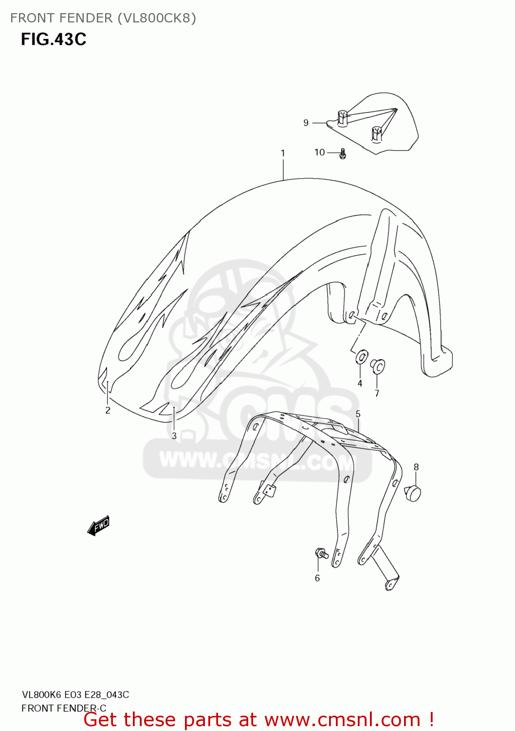 FRONT FENDER (VL800CK8) VL800 BOULEVARD C50 2006 (K6) USA (E03)