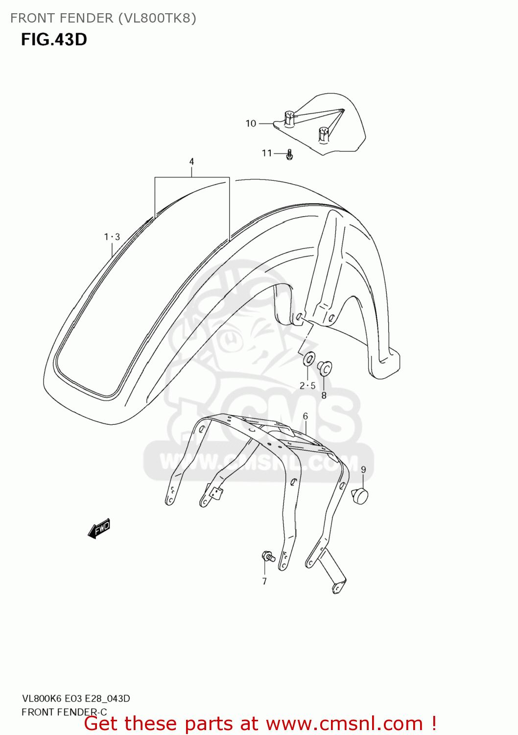 FRONT FENDER (VL800TK8) VL800 BOULEVARD C50 2006 (K6) USA (E03)
