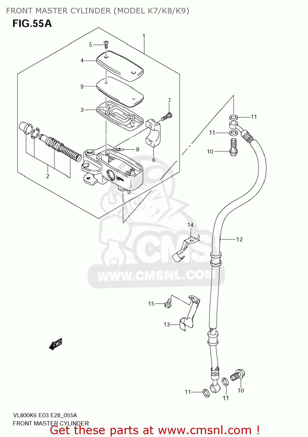 FRONT MASTER CYLINDER (MODEL K7/K8/K9) VL800 BOULEVARD C50 2006 (K6) USA (E03)