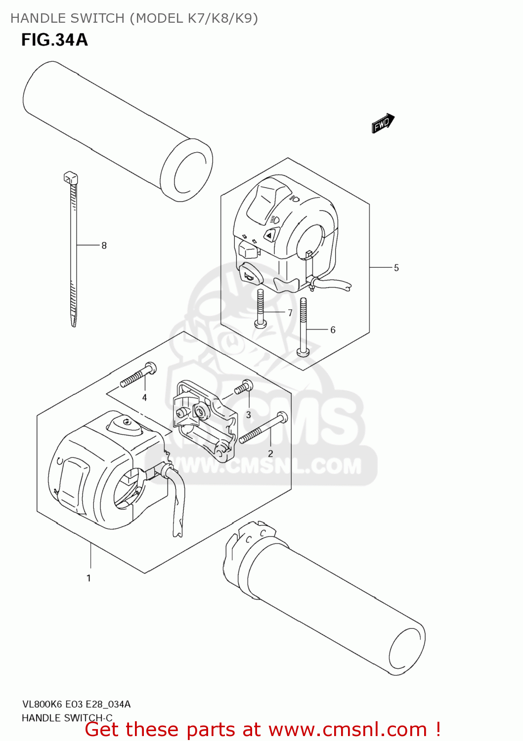 HANDLE SWITCH (MODEL K7/K8/K9) VL800 BOULEVARD C50 2006 (K6) USA (E03)
