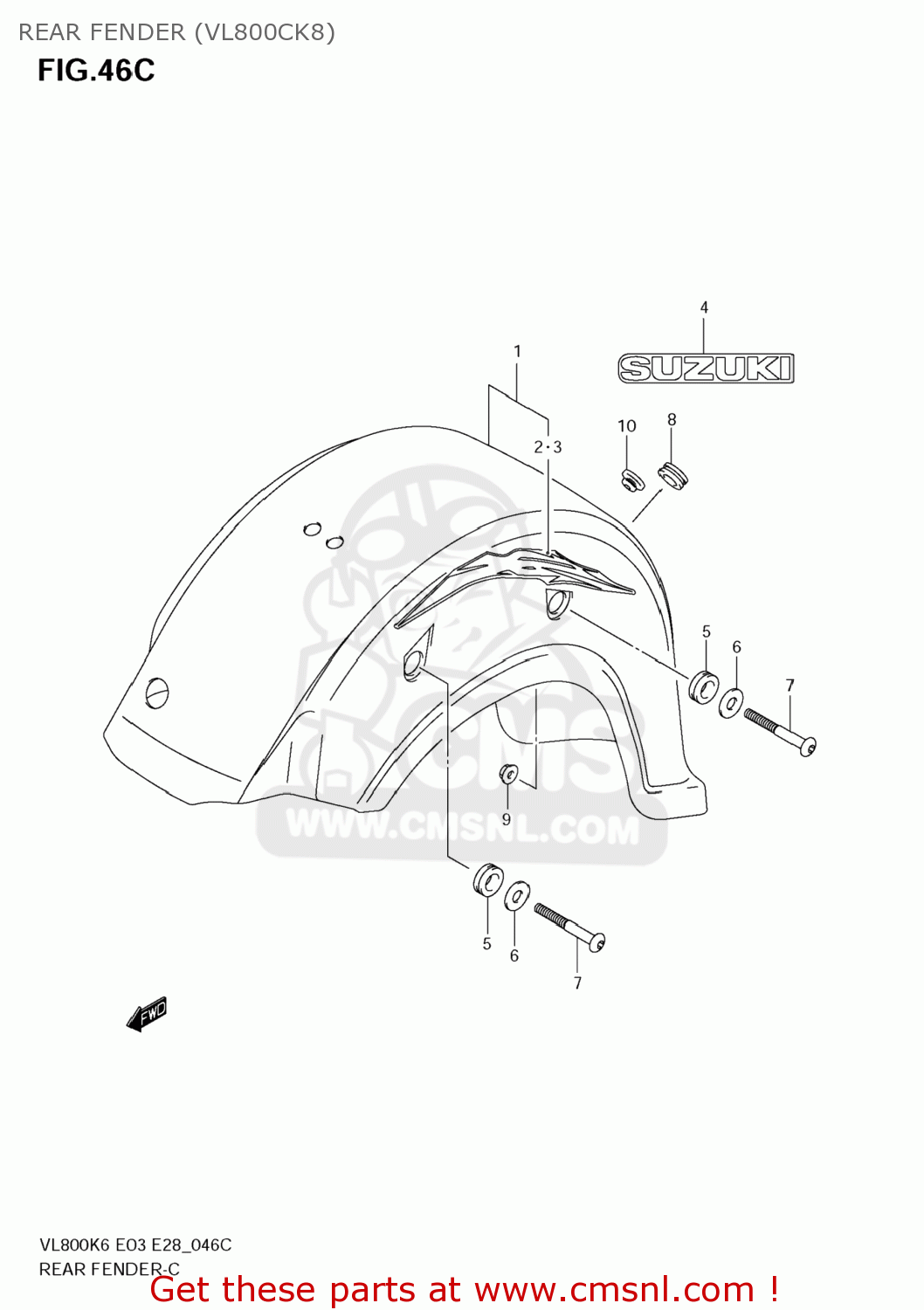 REAR FENDER (VL800CK8) VL800 BOULEVARD C50 2006 (K6) USA (E03)