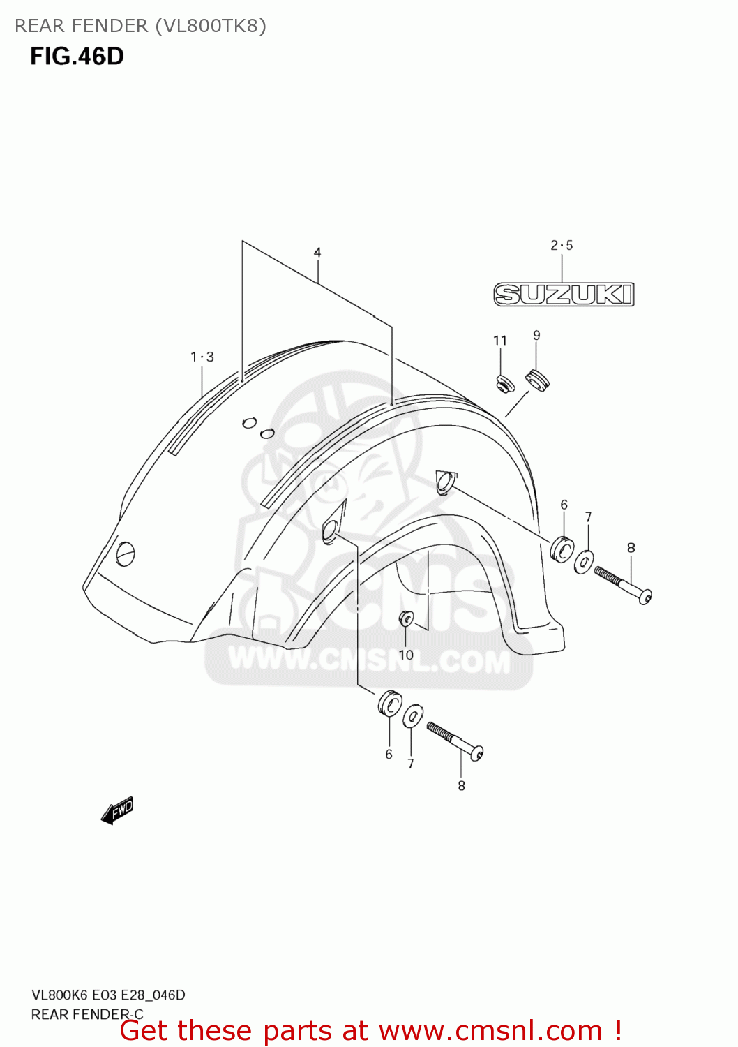 REAR FENDER (VL800TK8) VL800 BOULEVARD C50 2006 (K6) USA (E03)