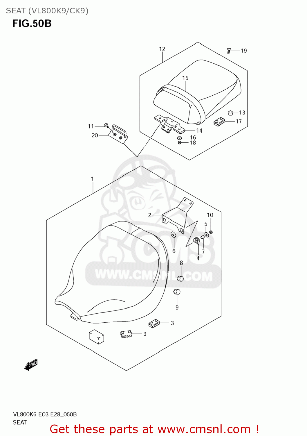SEAT (VL800K9/CK9) VL800 BOULEVARD C50 2006 (K6) USA (E03)