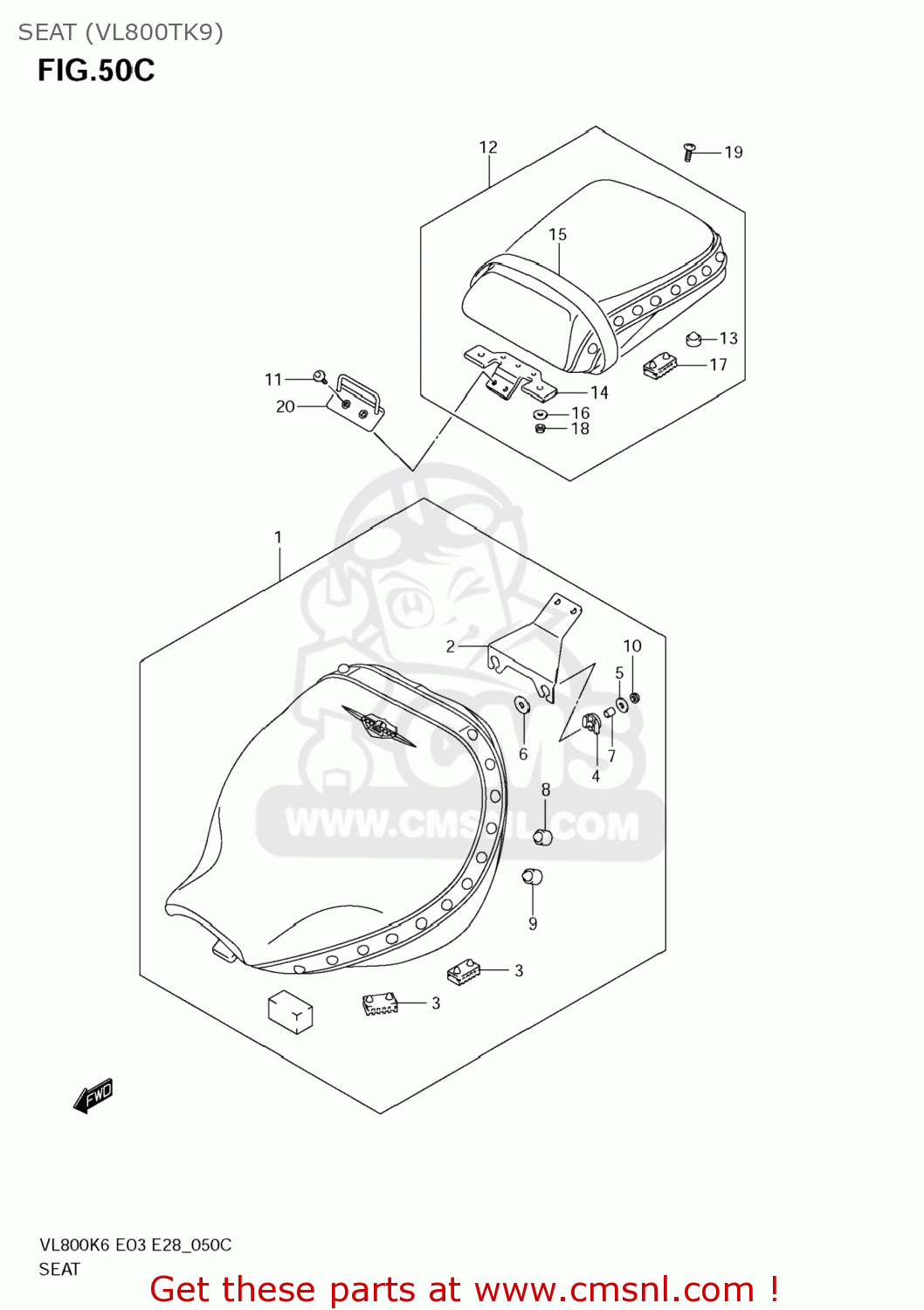 SEAT (VL800TK9) VL800 BOULEVARD C50 2006 (K6) USA (E03)