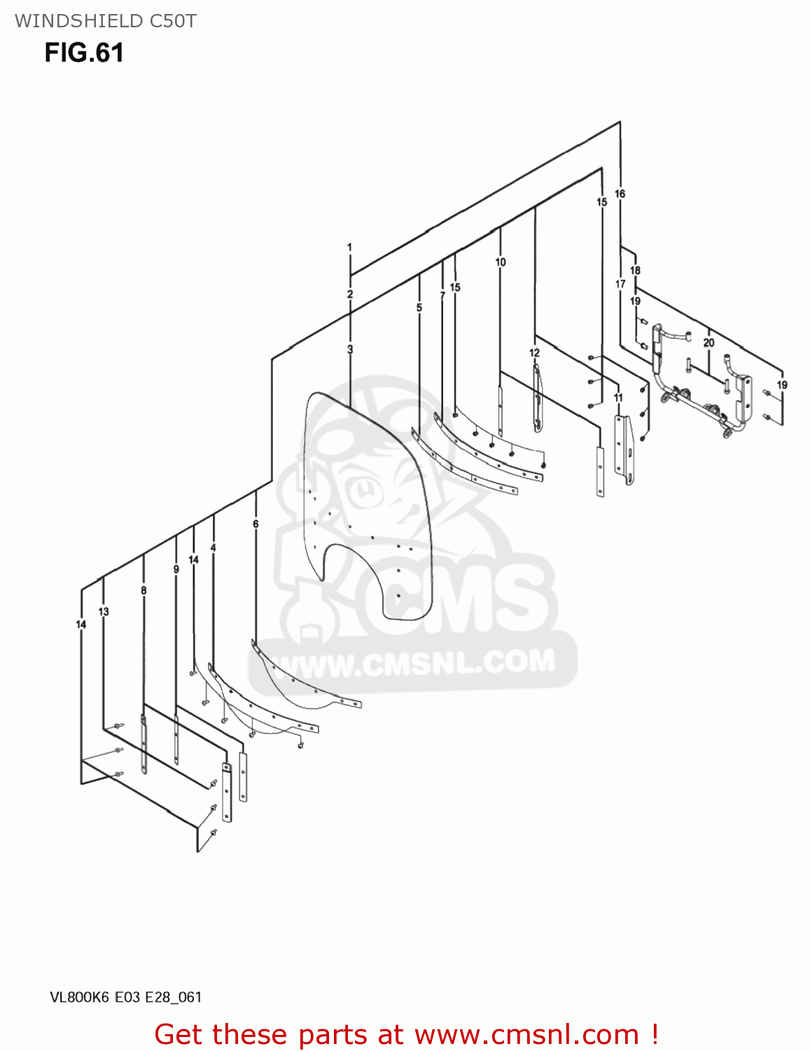 WINDSHIELD C50T VL800 BOULEVARD C50 2006 (K6) USA (E03)