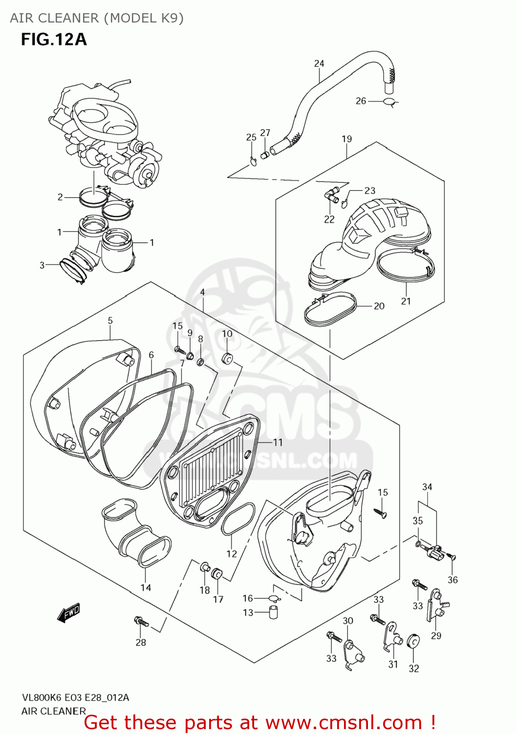 AIR CLEANER (MODEL K9) VL800 BOULEVARD C50 2007 (K7) USA CALIFORNIA (E03 E33)