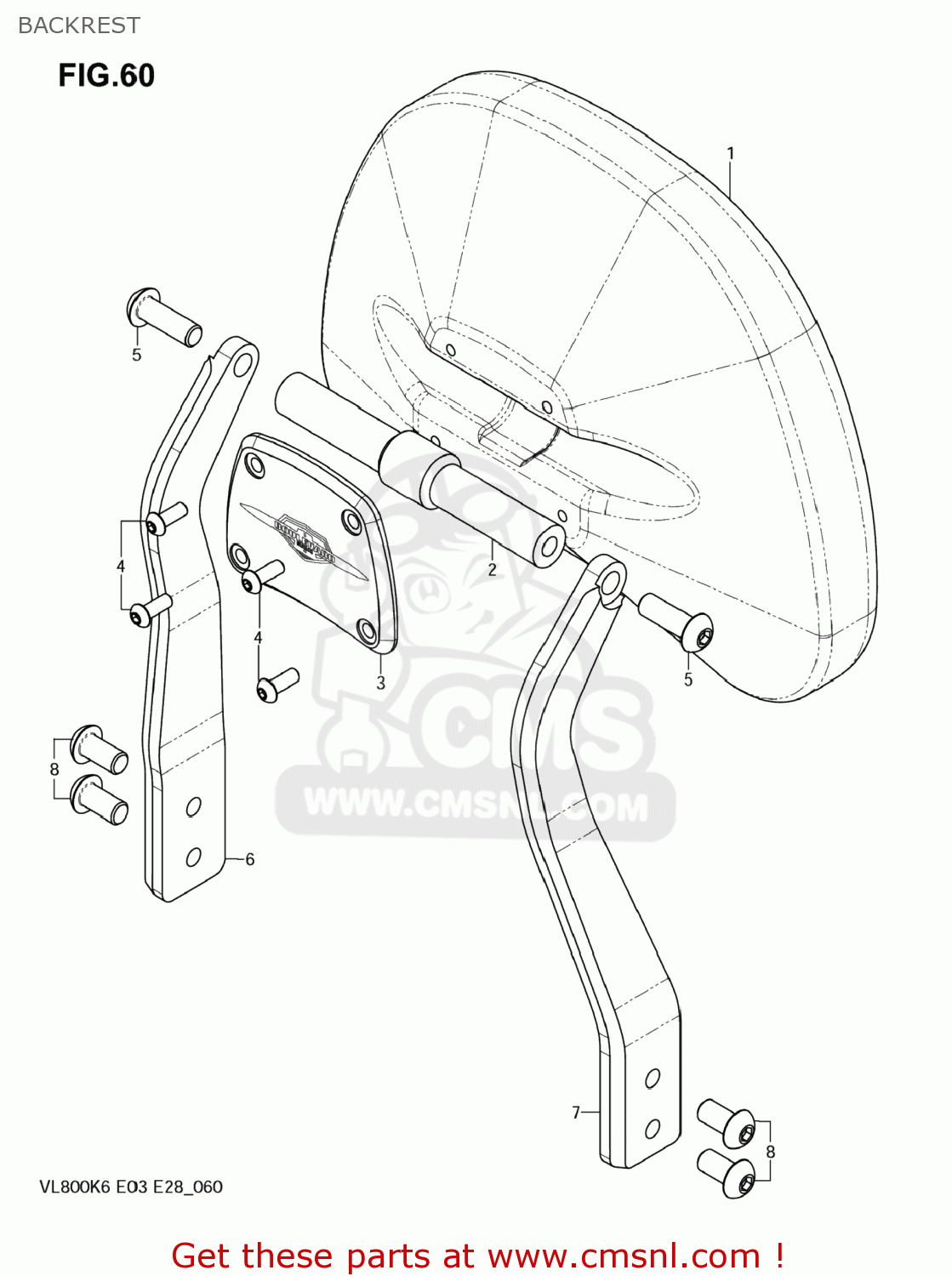 BACKREST VL800 BOULEVARD C50 2007 (K7) USA CALIFORNIA (E03 E33)