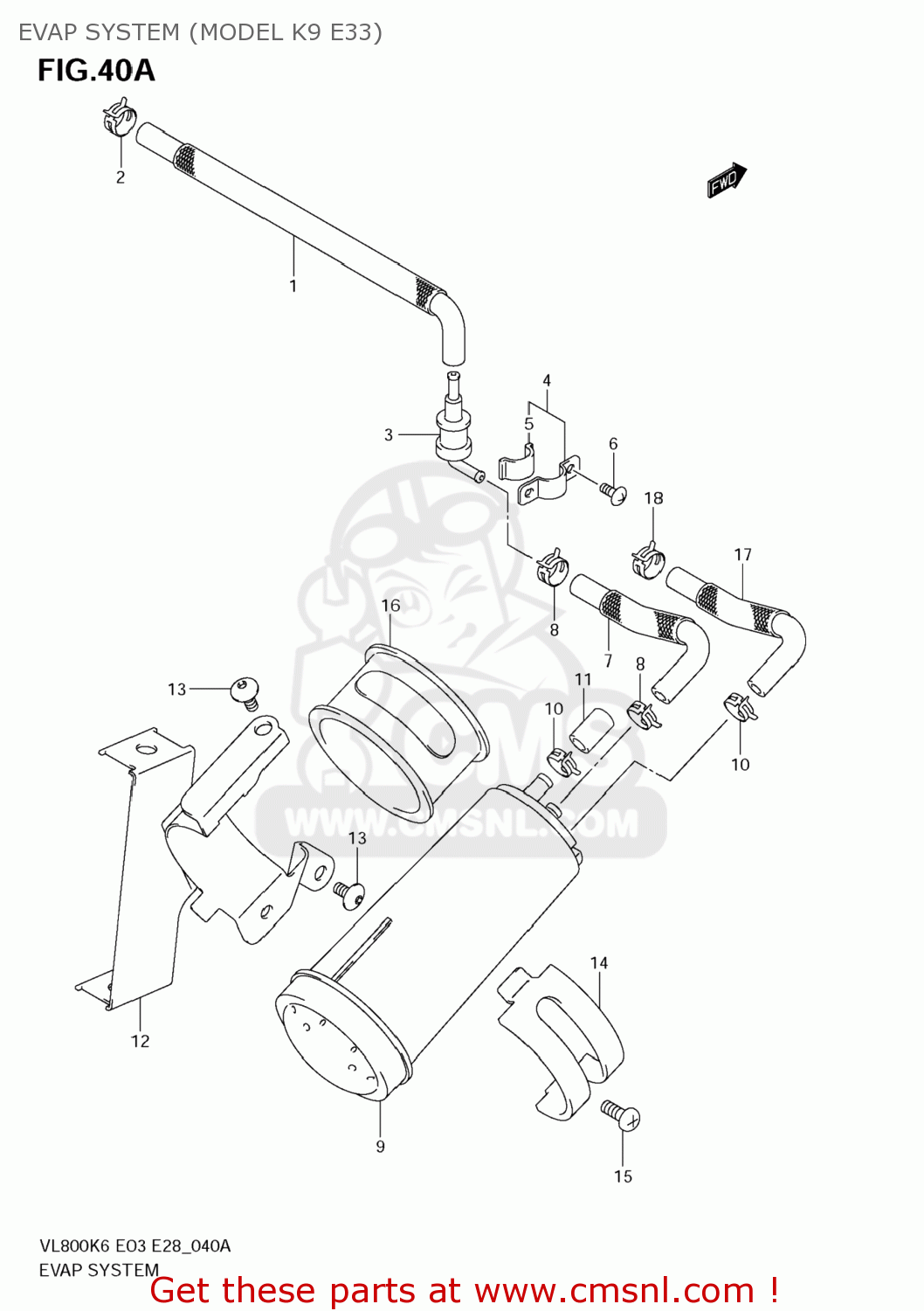 EVAP SYSTEM (MODEL K9 E33) VL800 BOULEVARD C50 2007 (K7) USA CALIFORNIA (E03 E33)