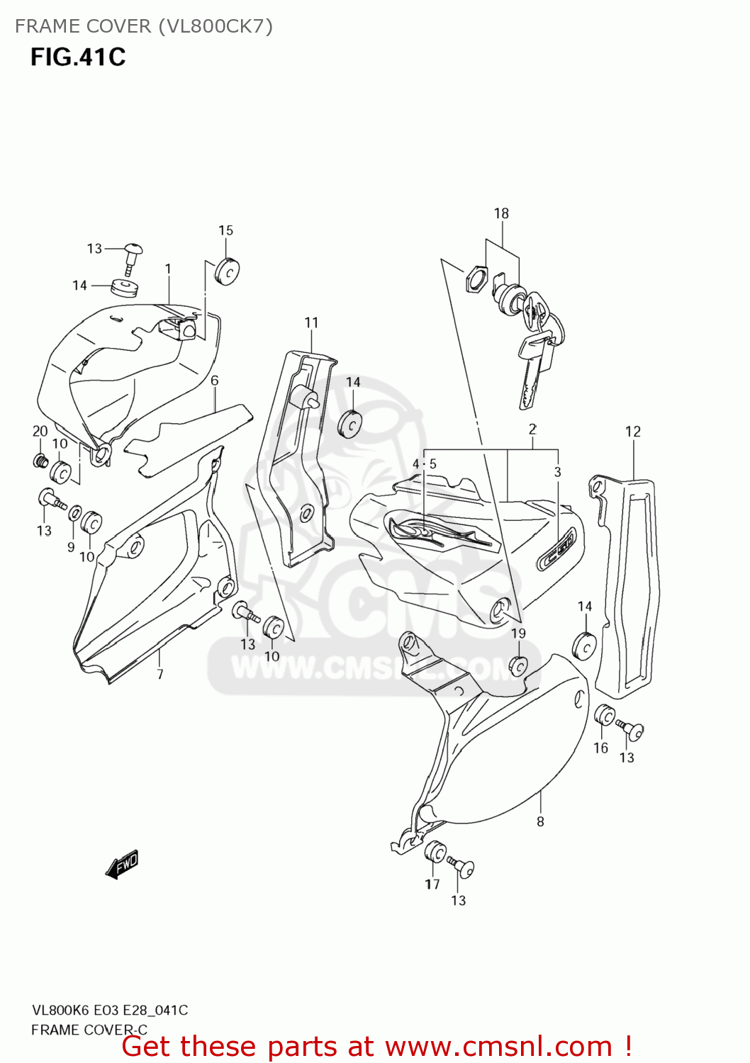 FRAME COVER (VL800CK7) VL800 BOULEVARD C50 2007 (K7) USA CALIFORNIA (E03 E33)