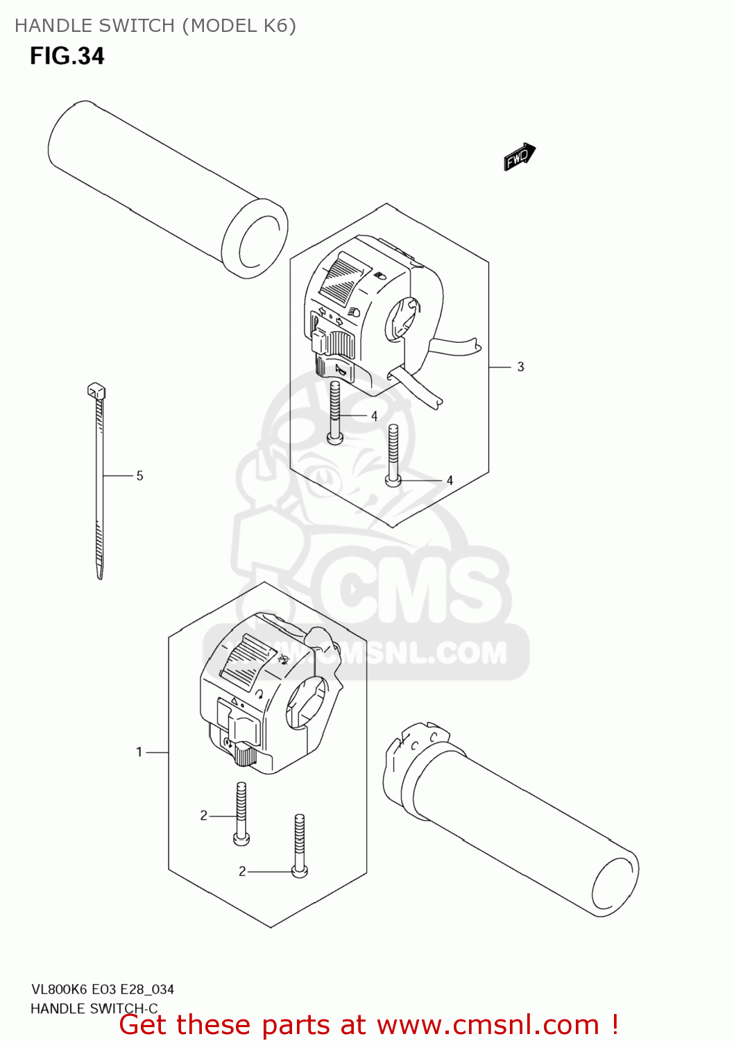 HANDLE SWITCH (MODEL K6) VL800 BOULEVARD C50 2007 (K7) USA CALIFORNIA (E03 E33)