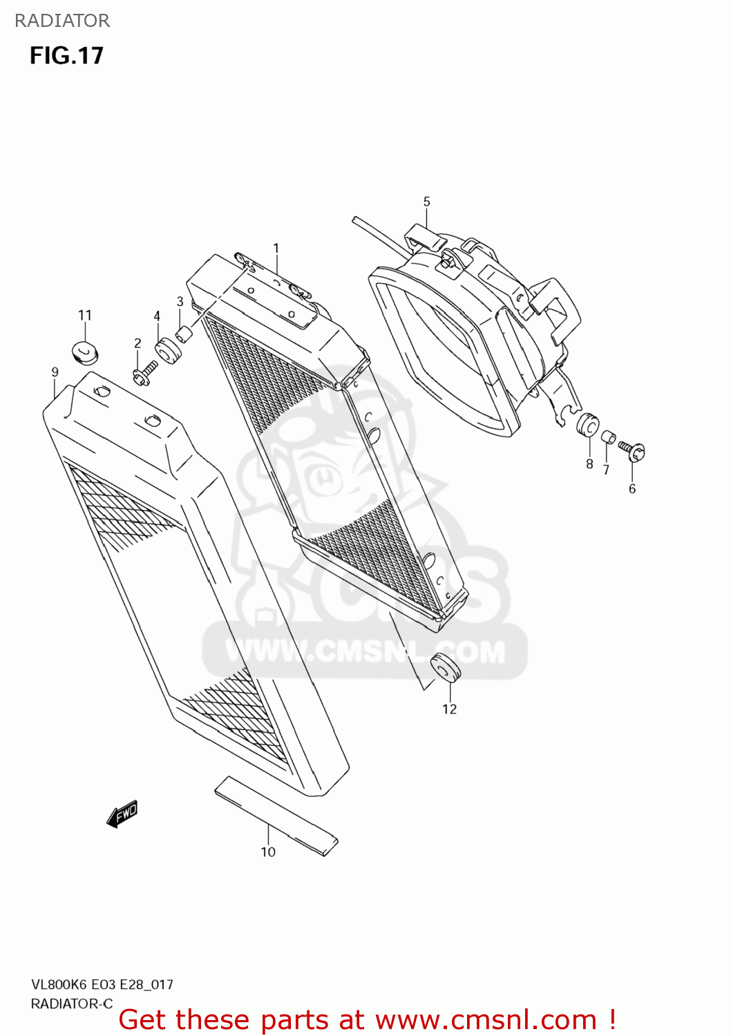 RADIATOR VL800 BOULEVARD C50 2007 (K7) USA CALIFORNIA (E03 E33)