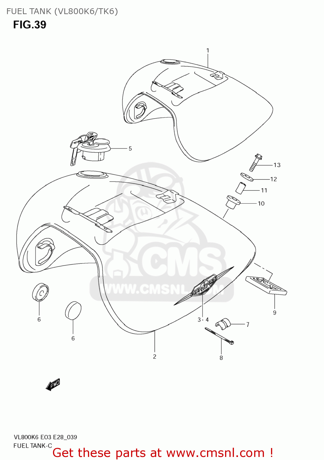 FUEL TANK (VL800K6/TK6) VL800 BOULEVARD C50 2008 (K8) USA CALIFORNIA (E03 E33)