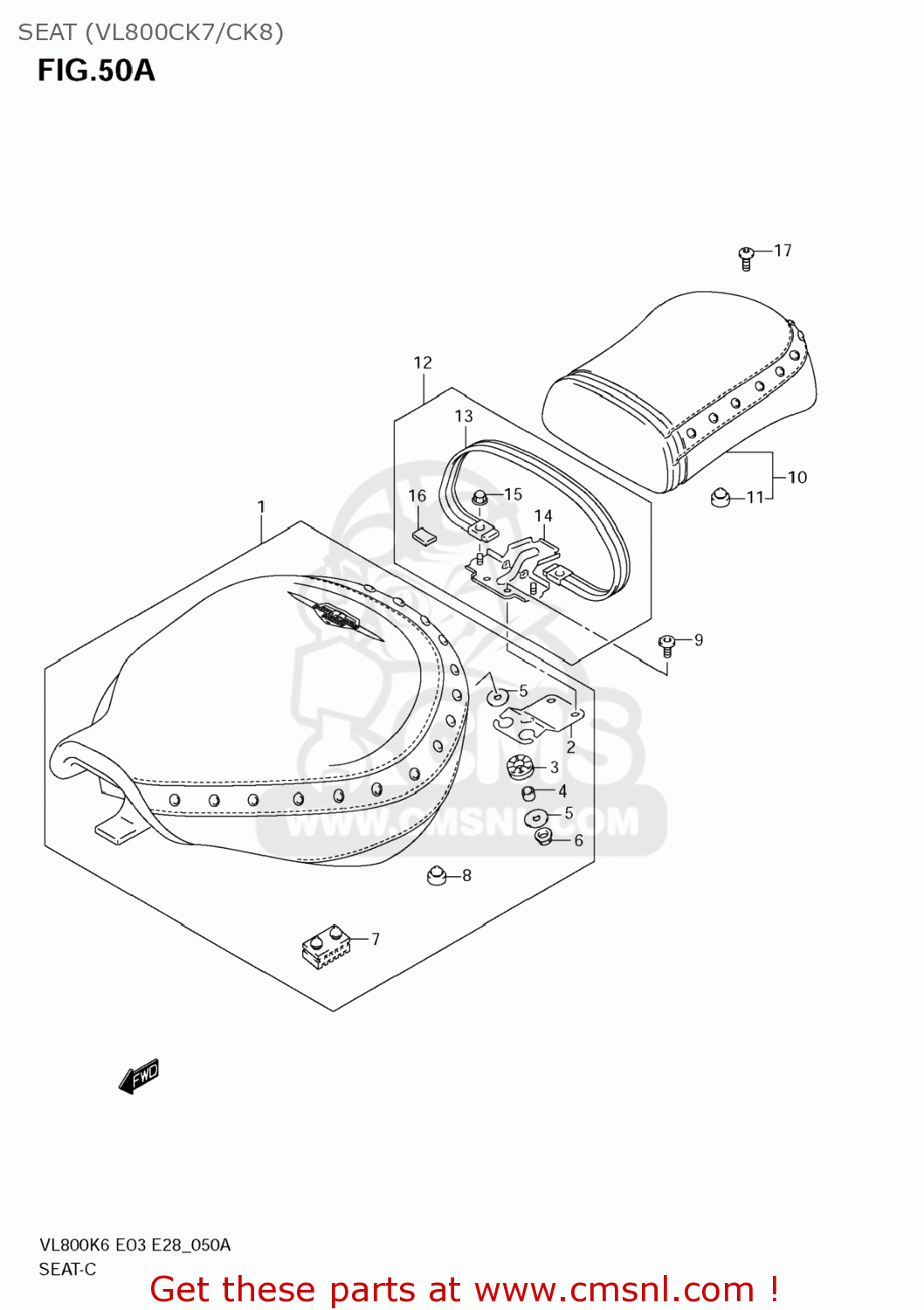 SEAT (VL800CK7/CK8) VL800 BOULEVARD C50 2008 (K8) USA CALIFORNIA (E03 E33)