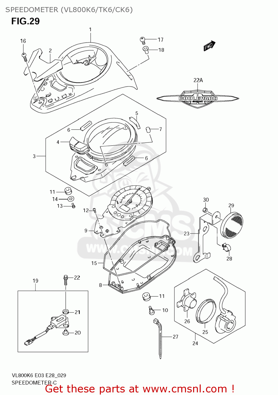 SPEEDOMETER (VL800K6/TK6/CK6) VL800 BOULEVARD C50 2008 (K8) USA CALIFORNIA (E03 E33)