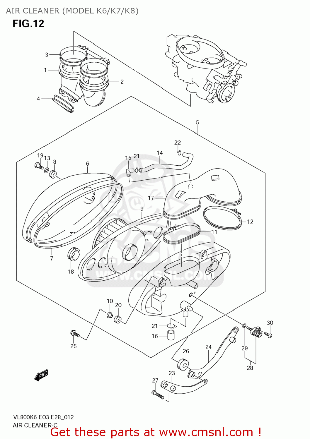 AIR CLEANER (MODEL K6/K7/K8) VL800 BOULEVARD C50 2009 (K9) USA CALIFORNIA (E03 E33)