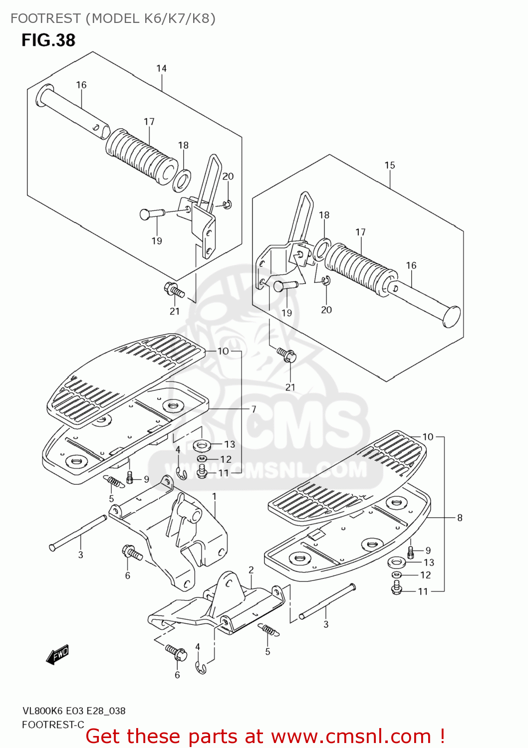 FOOTREST (MODEL K6/K7/K8) VL800 BOULEVARD C50 2009 (K9) USA CALIFORNIA (E03 E33)
