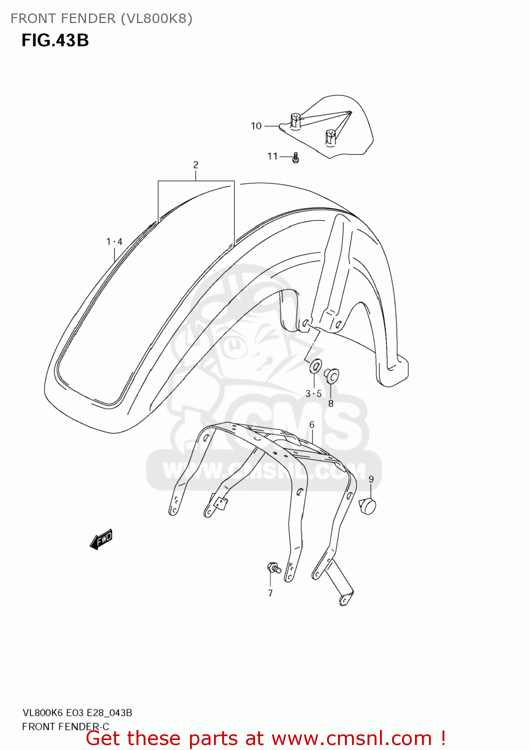 FRONT FENDER (VL800K8) VL800 BOULEVARD C50 2009 (K9) USA CALIFORNIA (E03 E33)